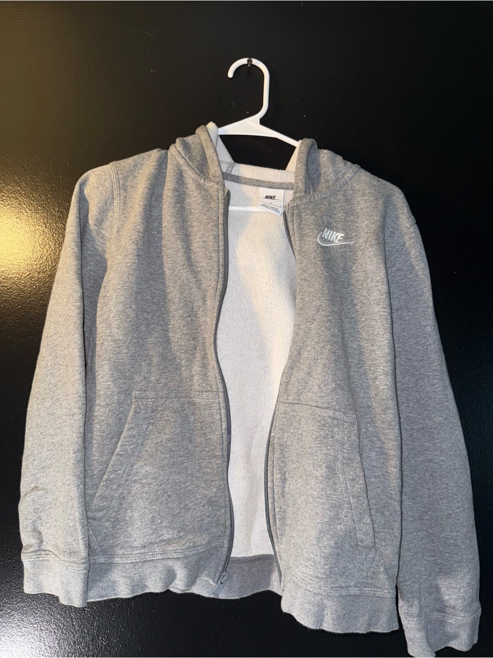 Nike Kids Gray Zip-Up Hoodie with Logo
